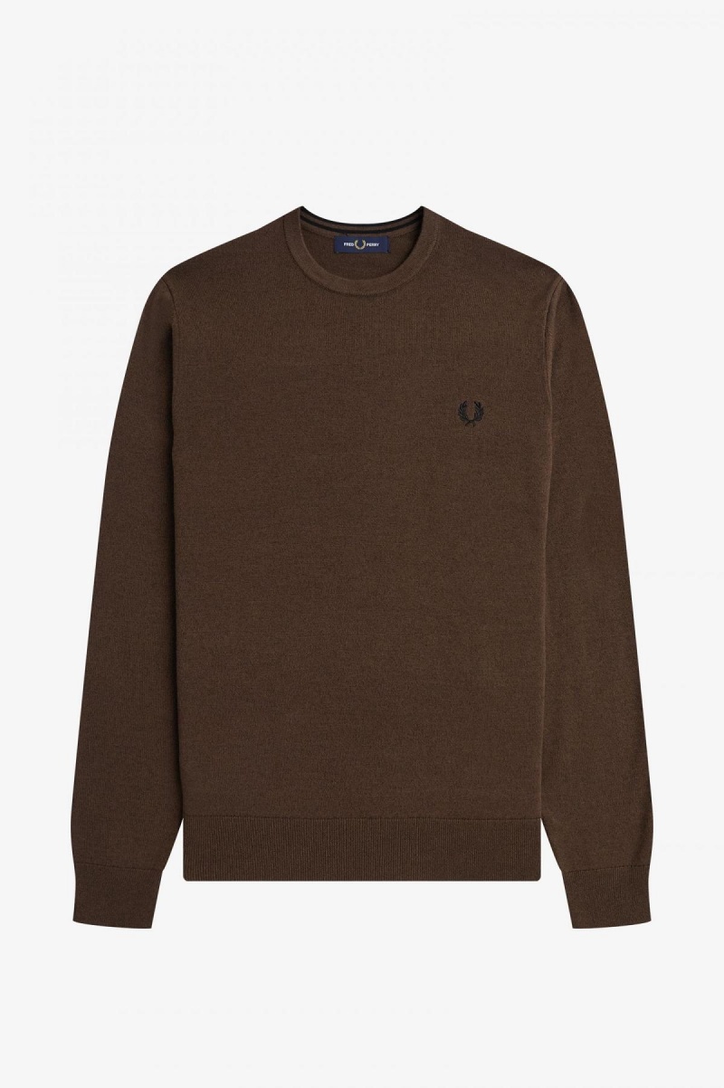 Fred Perry Klassische Crew Neck Jumper Strickwaren Herren Burnt Tobacco | YCHVQ63723