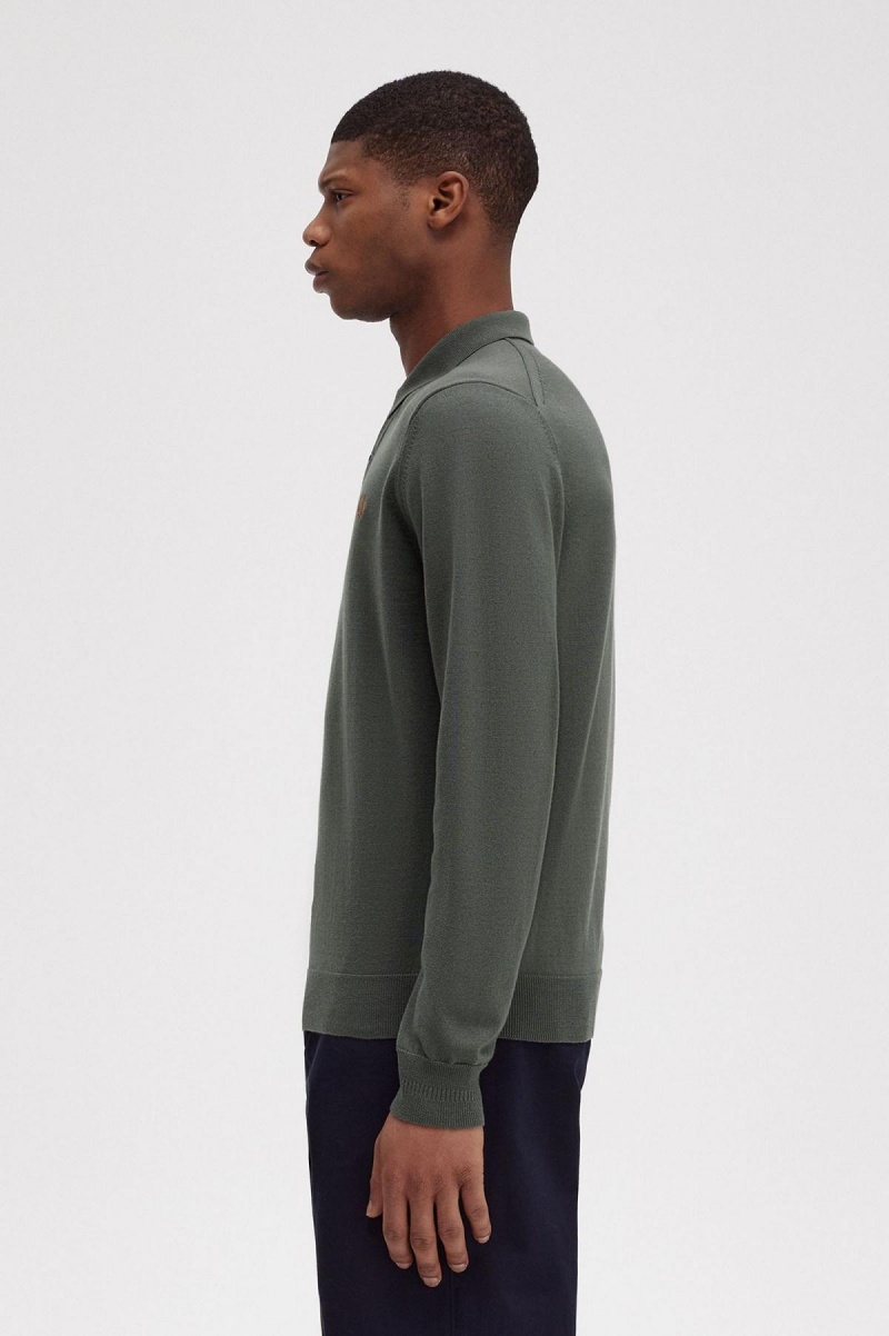 Fred Perry Klassische Gestrickt Shirt Strickwaren Herren Grün | YCHGT29733