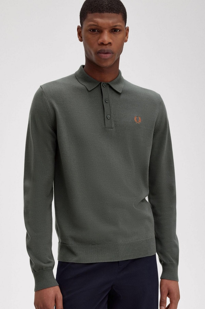 Fred Perry Klassische Gestrickt Shirt Strickwaren Herren Grün | YCHGT29733