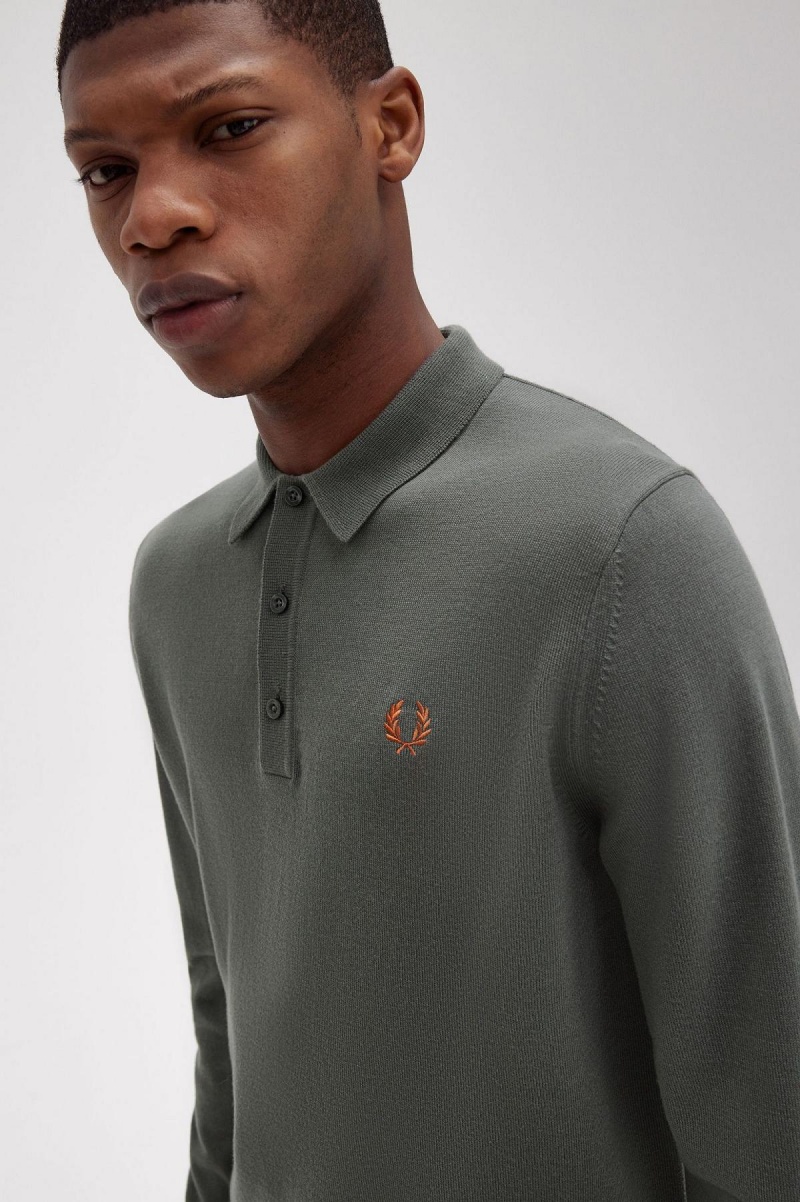 Fred Perry Klassische Gestrickt Shirt Strickwaren Herren Grün | YCHGT29733