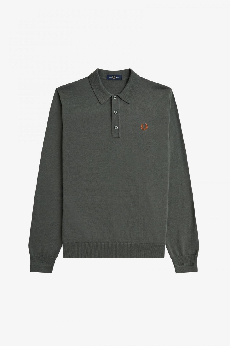 Fred Perry Klassische Gestrickt Shirt Strickwaren Herren Grün | YCHGT29733