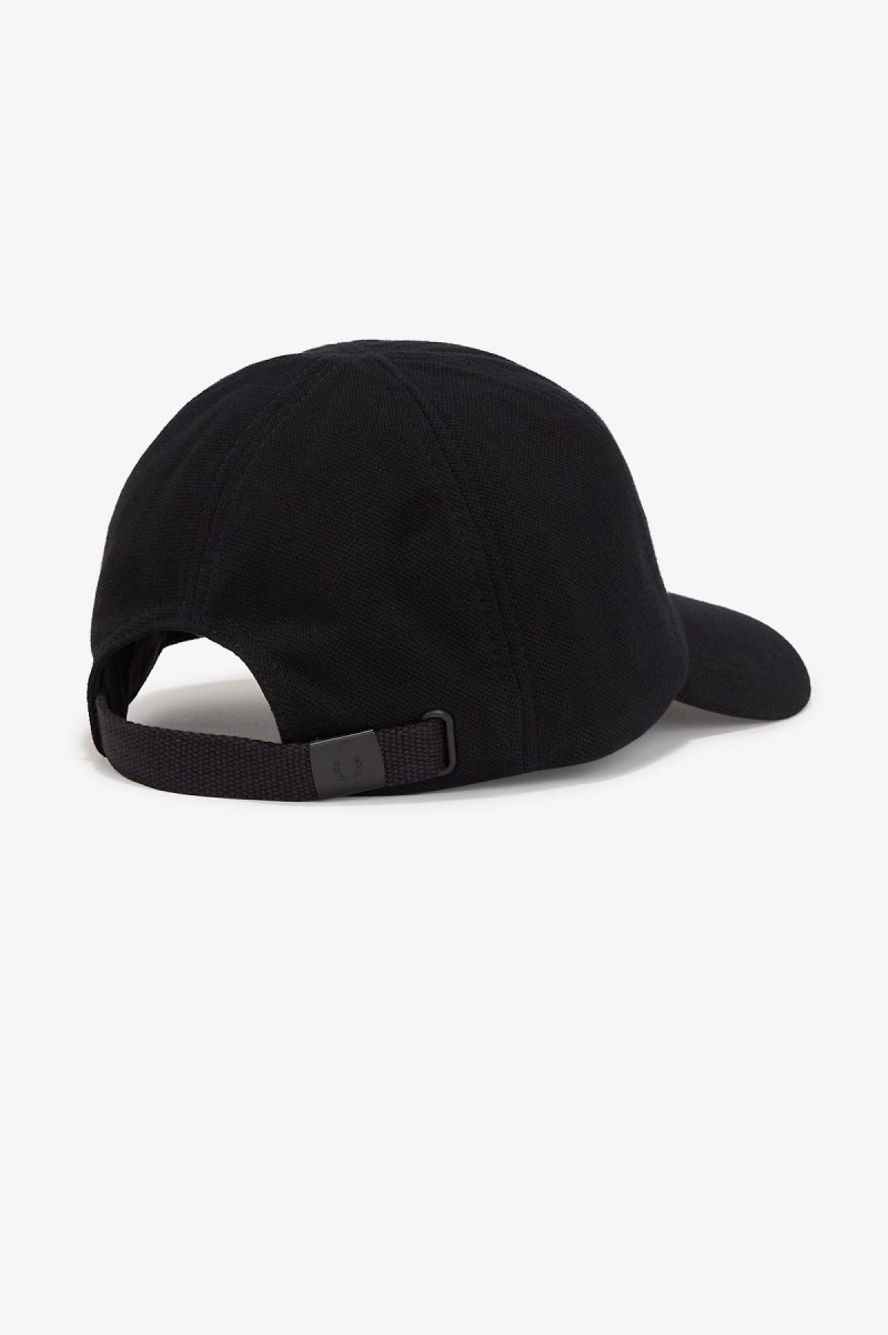 Fred Perry Klassische Piqué Kappe Accessories Schwarz Weiß | DCHVO25605