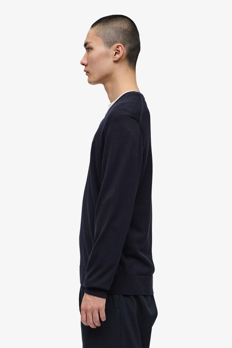 Fred Perry Klassische V-Neck Jumper Strickwaren Herren Navy | CHNZX47670