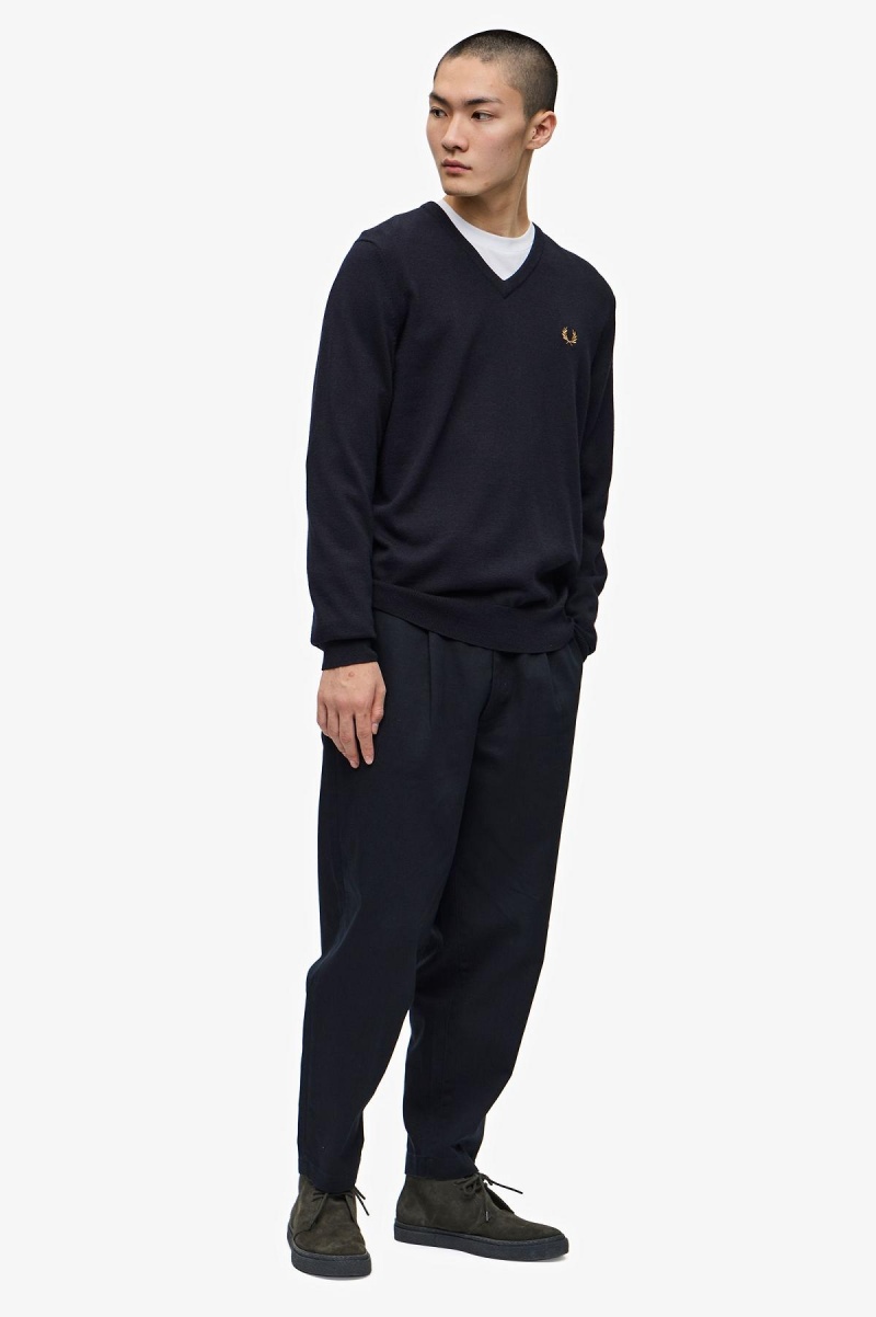 Fred Perry Klassische V-Neck Jumper Strickwaren Herren Navy | CHNZX47670