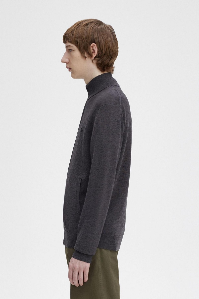 Fred Perry Klassische Zip Through Cardigan Strickwaren Herren Dunkelgrau | LCHTR96822