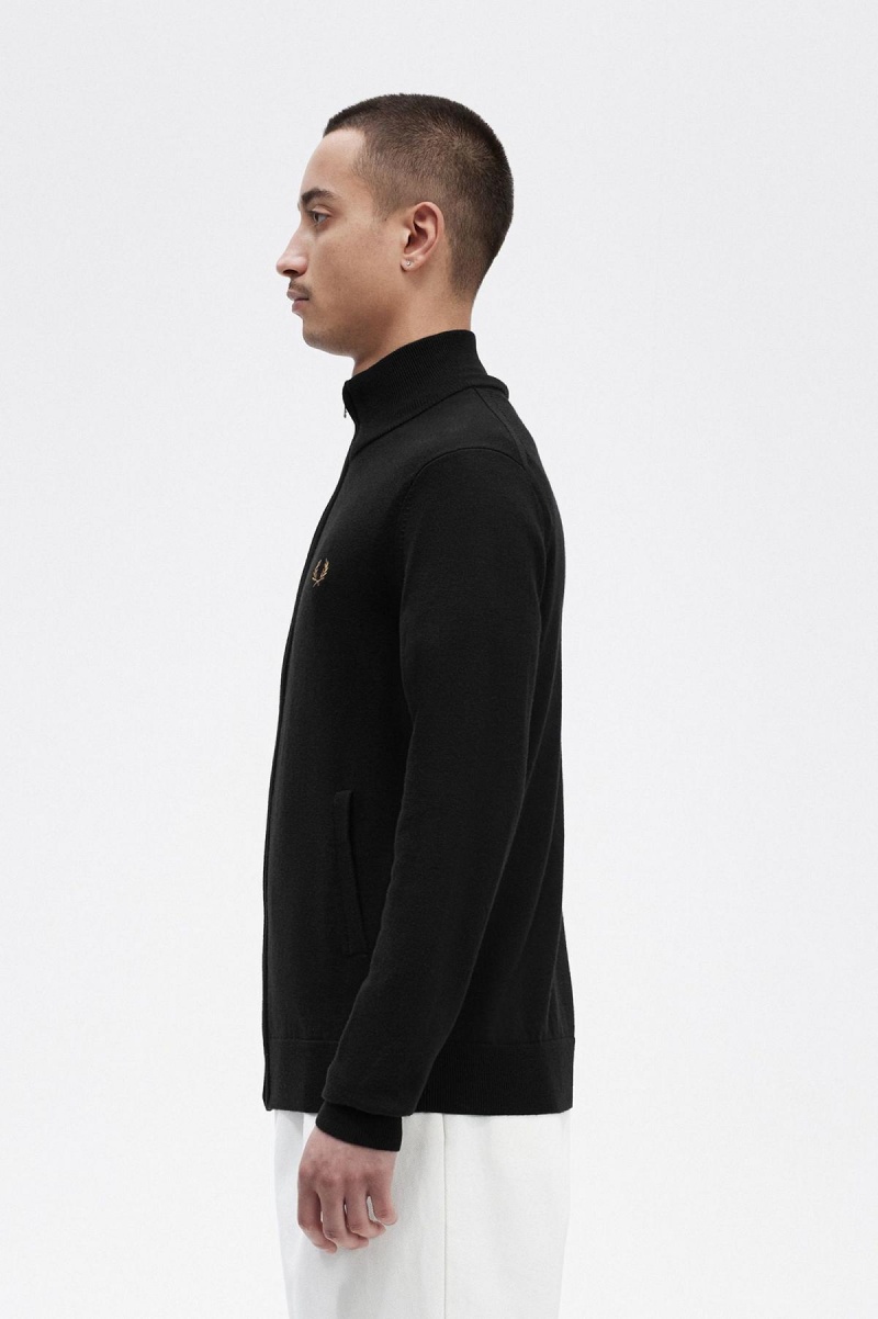 Fred Perry Klassische Zip Through Cardigan Strickwaren Herren Schwarz | XCHBH14693