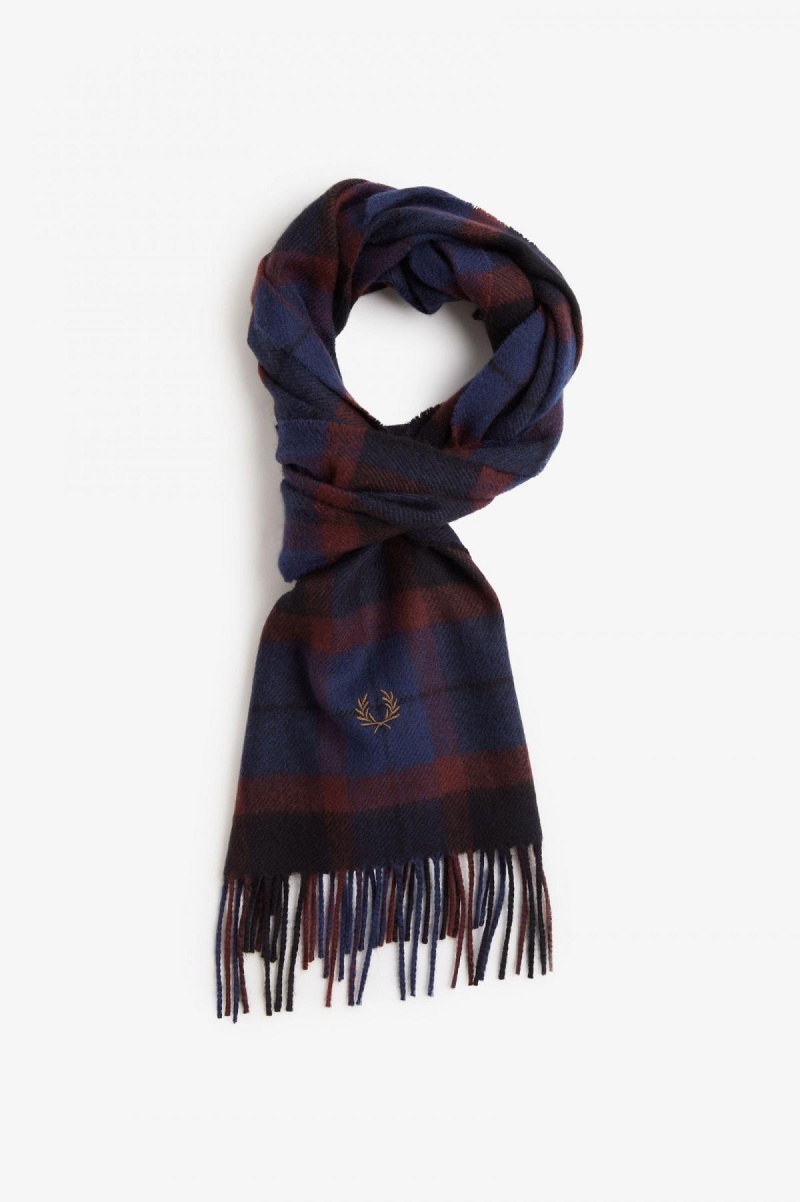 Fred Perry Lambswool Tartan Schal Accessories Oxblood / Shaded Stone | CHNZX74179