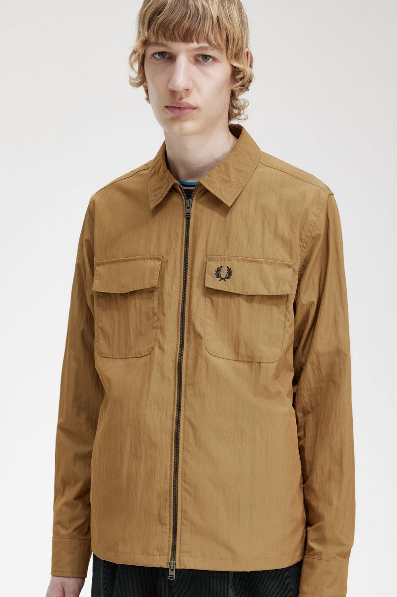 Fred Perry Laufschuhe Zip-Through Hemd Herren Shaded Stone | CHNZX74395