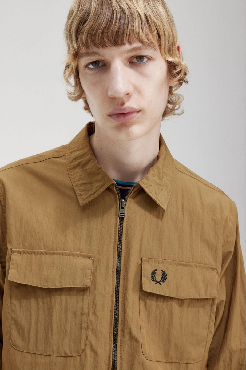 Fred Perry Laufschuhe Zip-Through Hemd Herren Shaded Stone | CHNZX74395