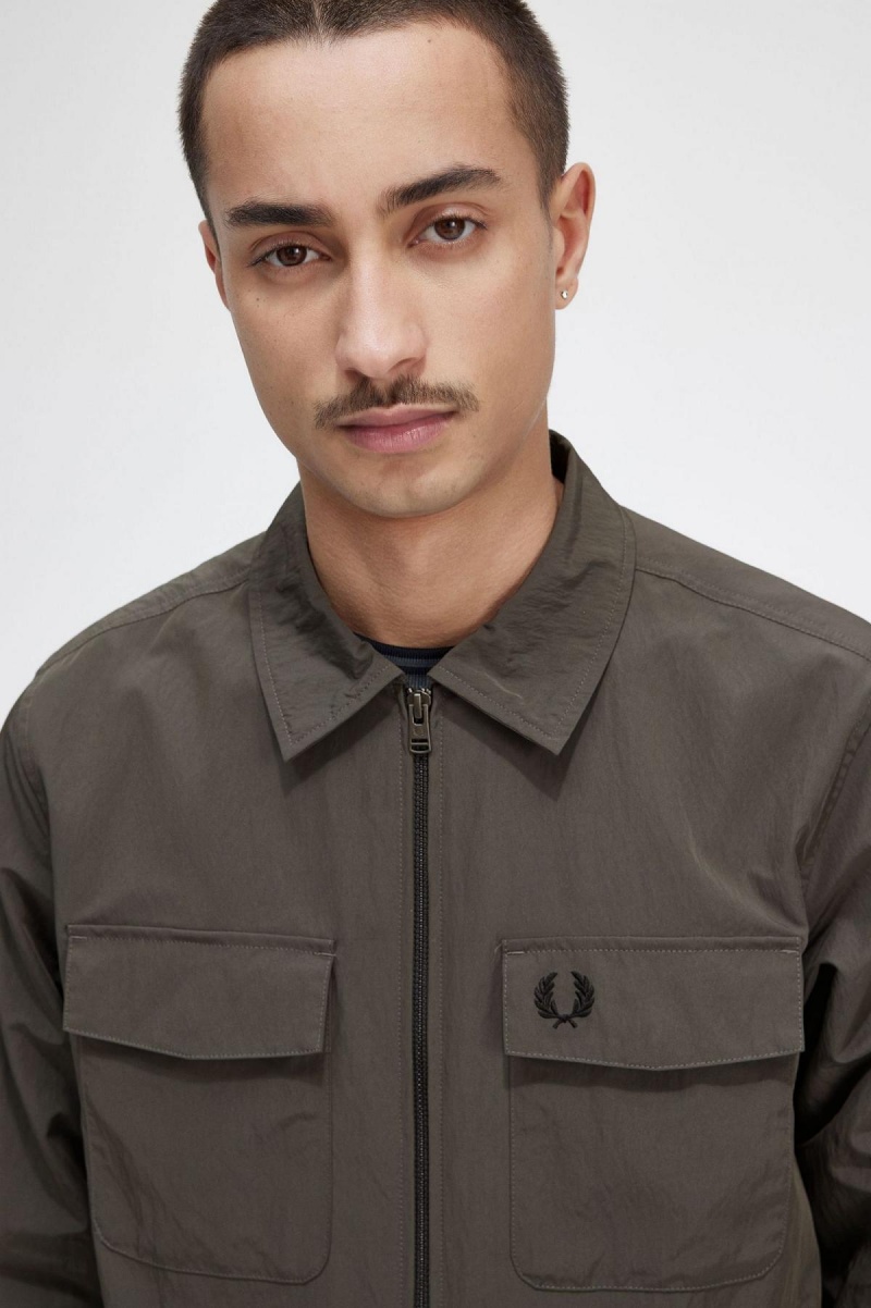 Fred Perry Laufschuhe Zip-Through Hemd Herren Grün | CHJZR30020