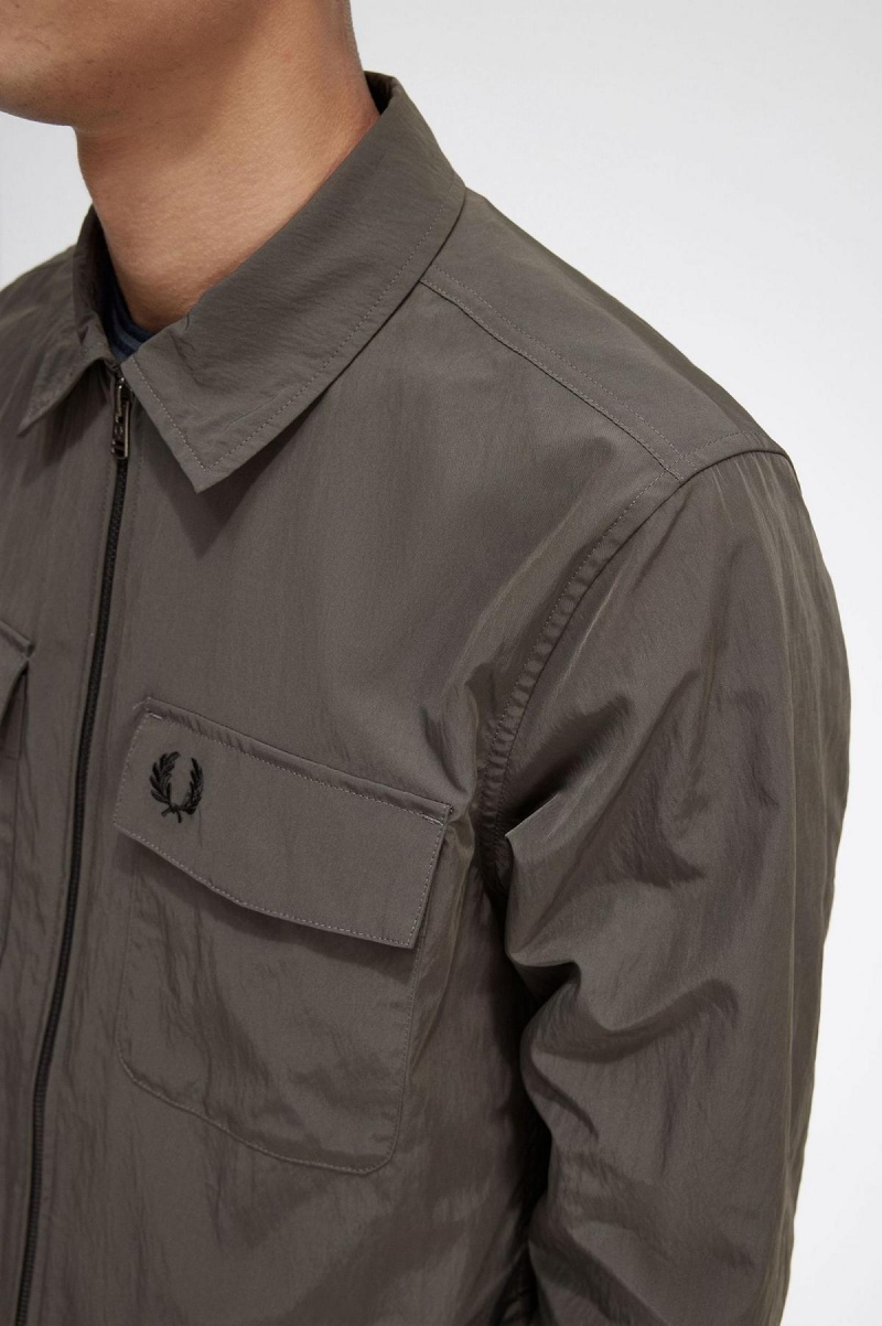 Fred Perry Laufschuhe Zip-Through Hemd Herren Grün | CHJZR30020