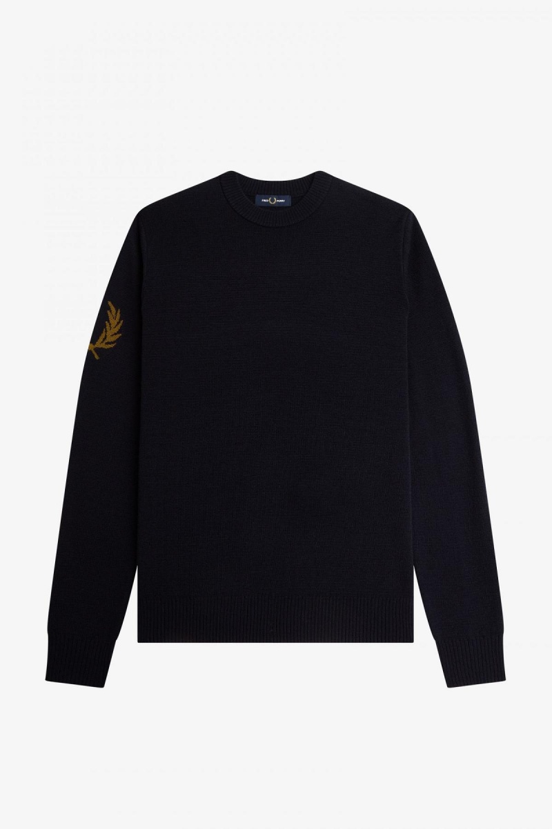Fred Perry Laurel Wreath Crew- Neck Jumper Strickwaren Herren Navy | TCHPQ74240