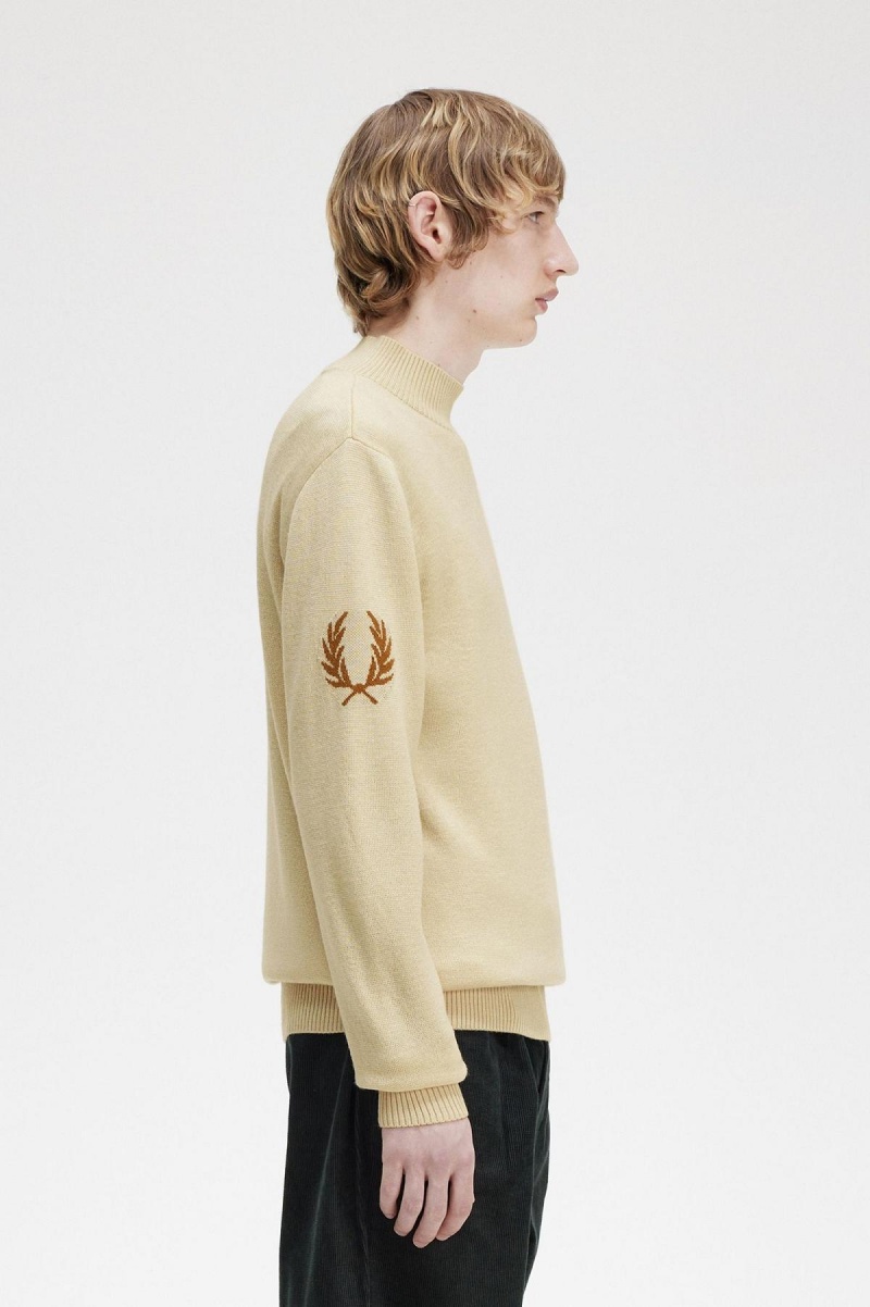 Fred Perry Laurel Wreath Mock Neck Jumper Strickwaren Herren Oatmeal | MCHFT31883