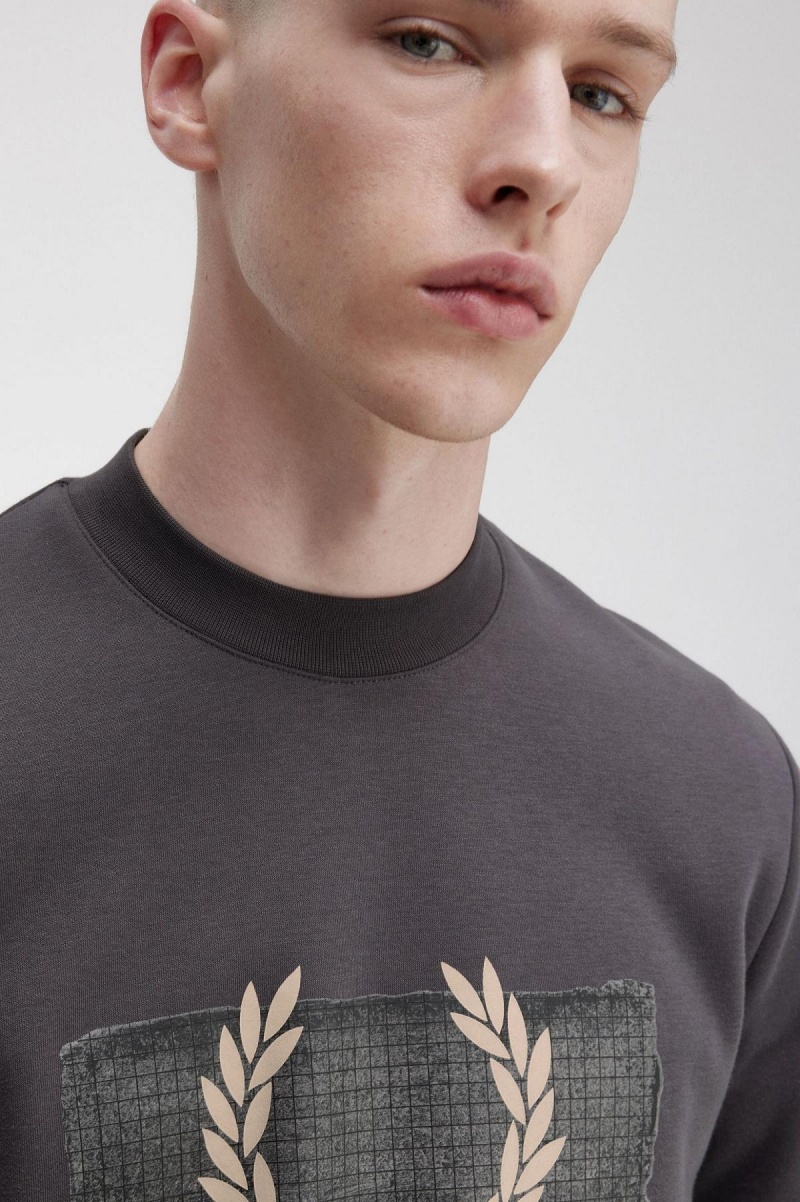Fred Perry Layered Graphic Sweatshirts Herren Gunmetal | SCHVO24503