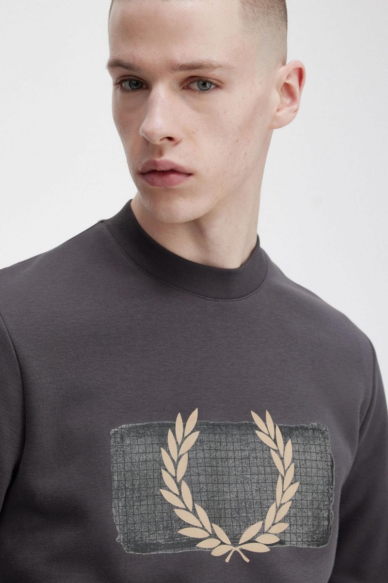 Fred Perry Layered Graphic Sweatshirts Herren Gunmetal | SCHVO24503
