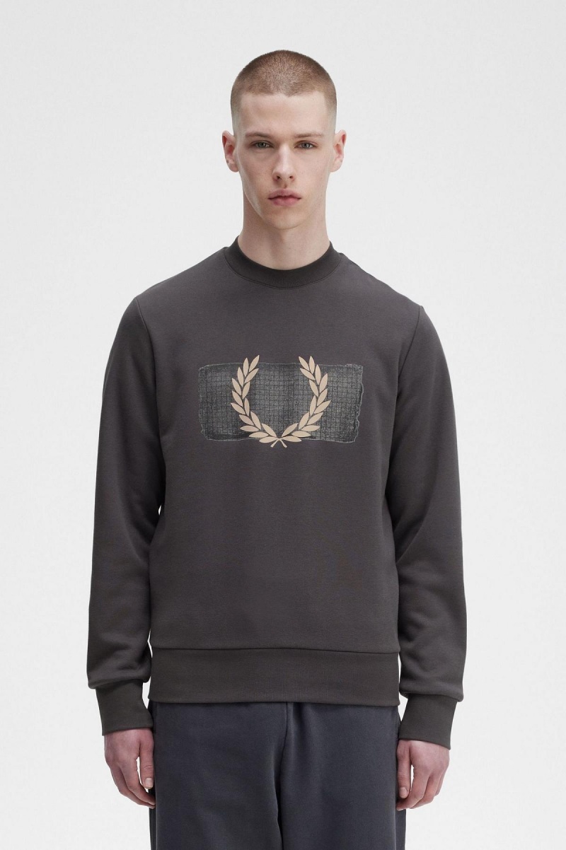 Fred Perry Layered Graphic Sweatshirts Herren Gunmetal | SCHVO24503