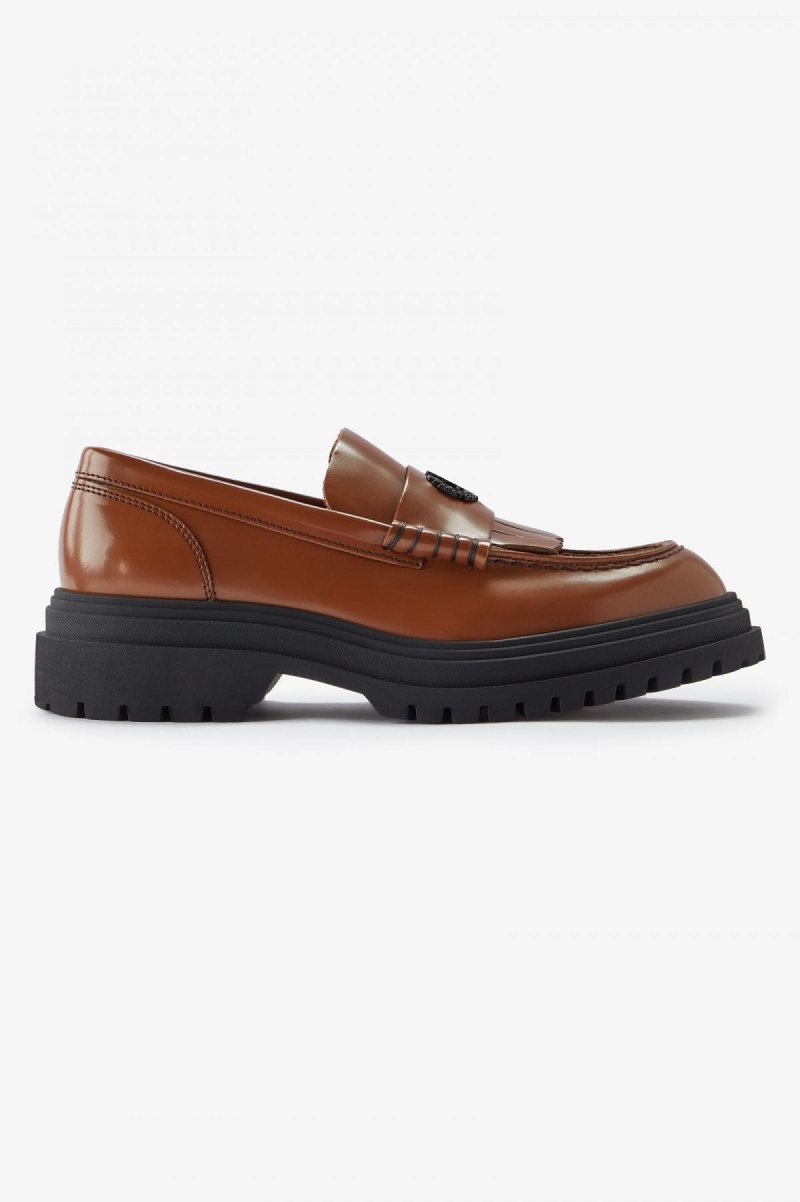 Fred Perry Leder Loafer Schuhe Damen Tan | XCHBH28974