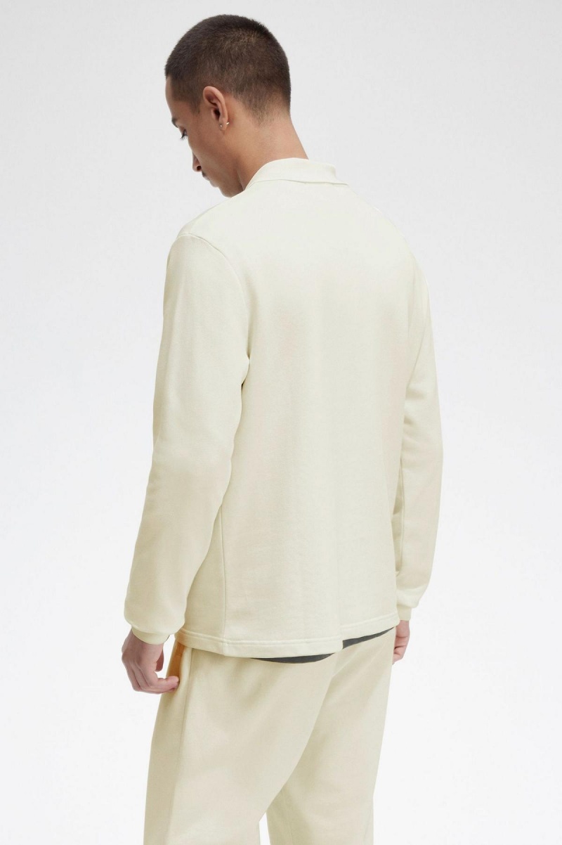 Fred Perry Long Sleeve Loopback Sweatshirts Herren Ecru | CHEGJ88891