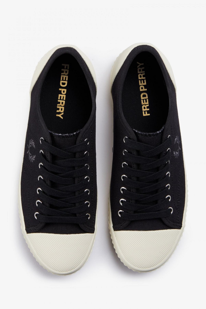 Fred Perry Low Hughes Schuhe Damen Schwarz | CHXMI21758