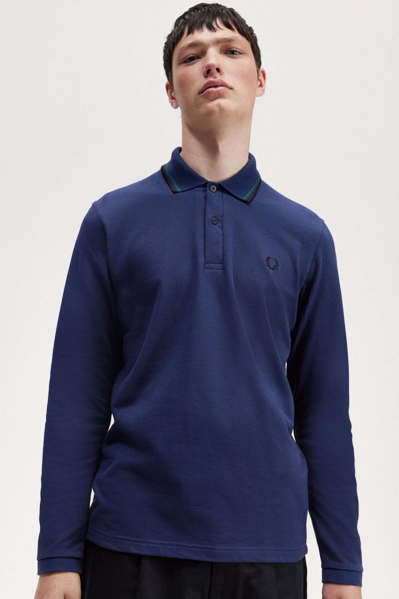 Fred Perry M1212 Polo Shirts Herren Navy Blau Schwarz | UCHTG27231