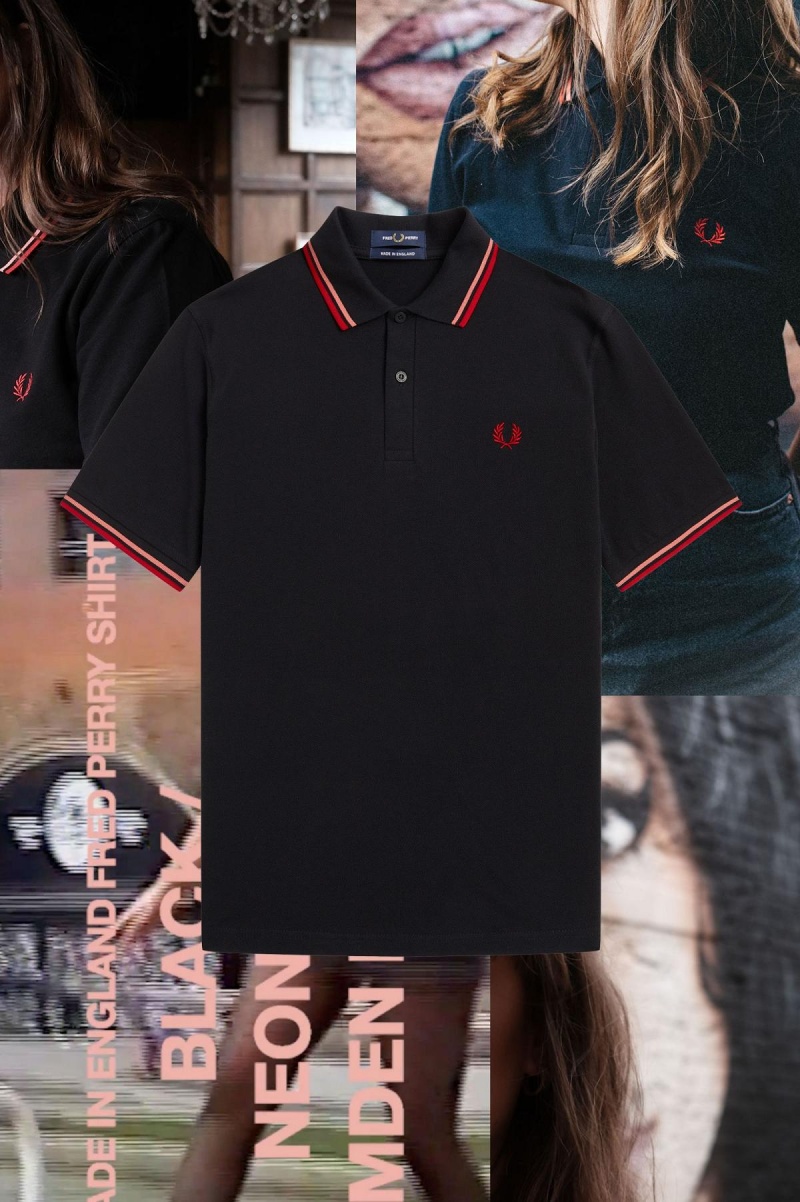 Fred Perry M12 Fred Perry Shirt Herren Schwarz Koralle | CHZPD18159