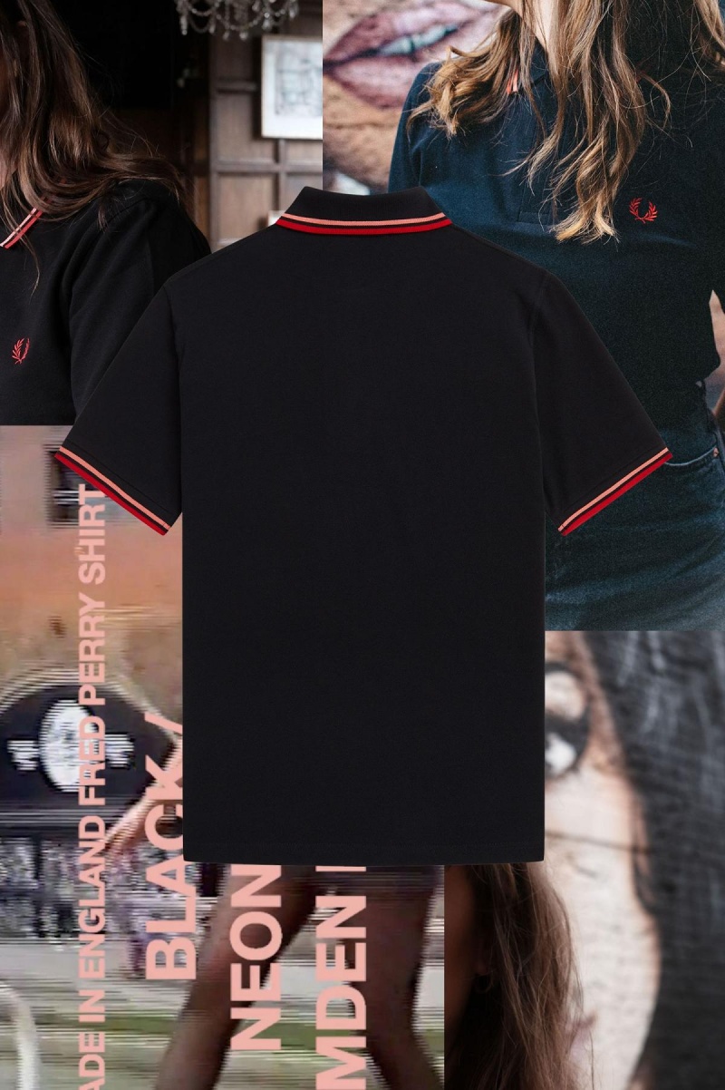 Fred Perry M12 Fred Perry Shirt Herren Schwarz Koralle | CHZPD18159
