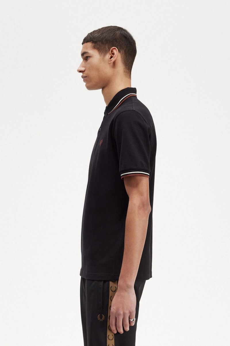 Fred Perry M12 Fred Perry Shirt Herren Schwarz Braun | CHICD71755