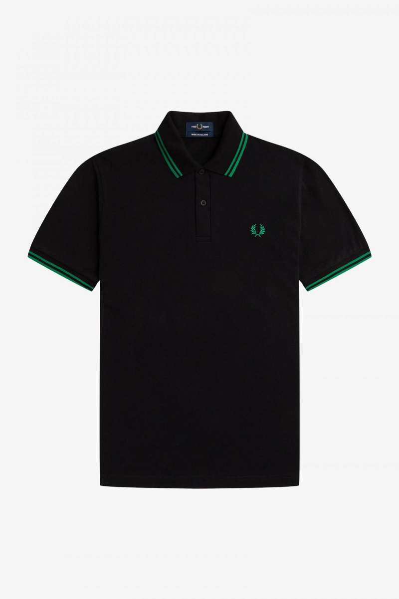 Fred Perry M12 Fred Perry Shirt Herren Schwarz Grün Grün | CHNEJ34480