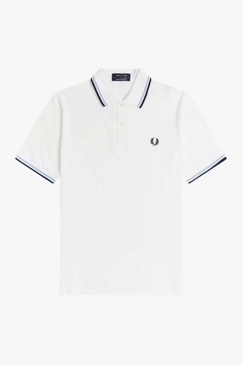 Fred Perry M12 Fred Perry Shirt Herren Weiß Navy | CHDFL22324