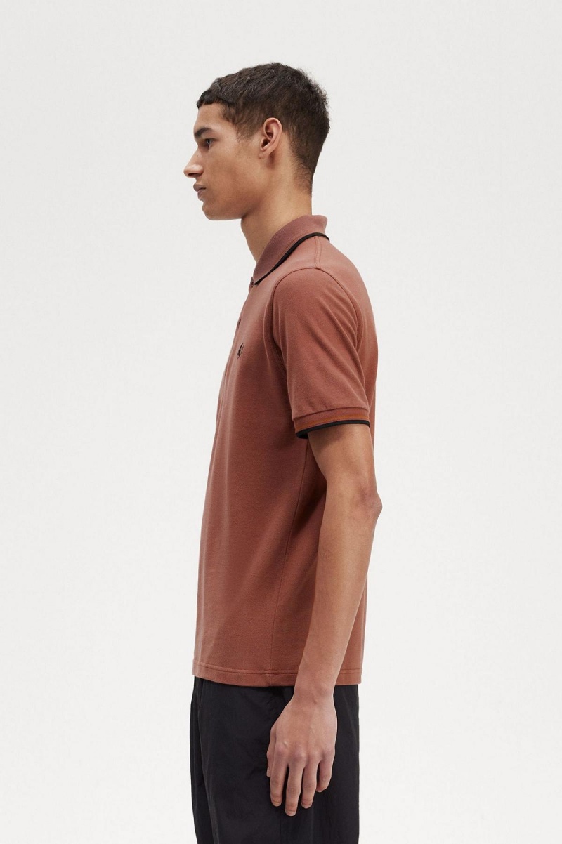 Fred Perry M12 Polo Shirts Herren Braun Dunkelschwarz | CHXMI82138