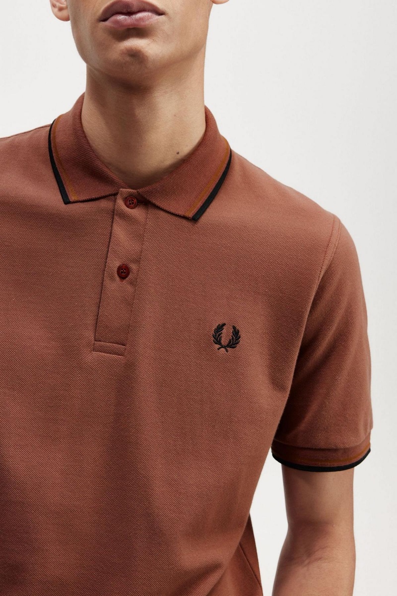 Fred Perry M12 Polo Shirts Herren Braun Dunkelschwarz | CHXMI82138