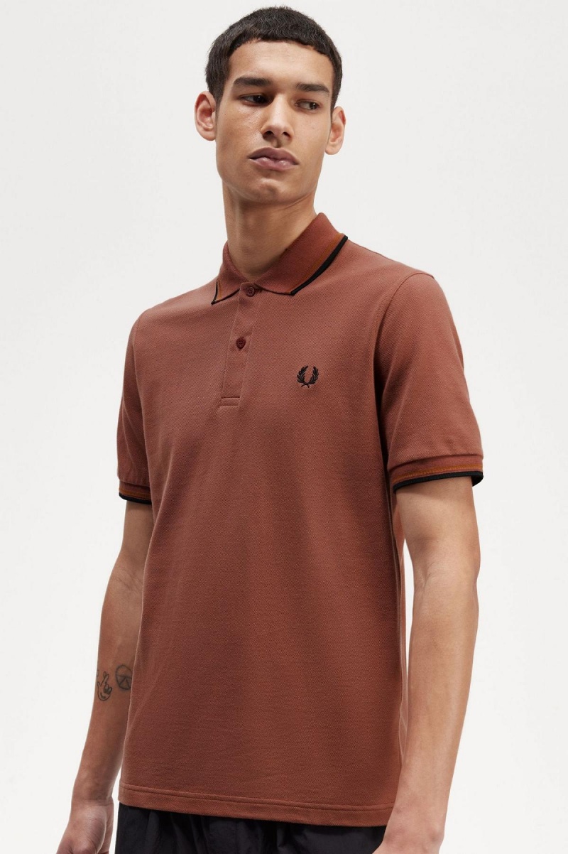 Fred Perry M12 Polo Shirts Herren Braun Dunkelschwarz | CHXMI82138