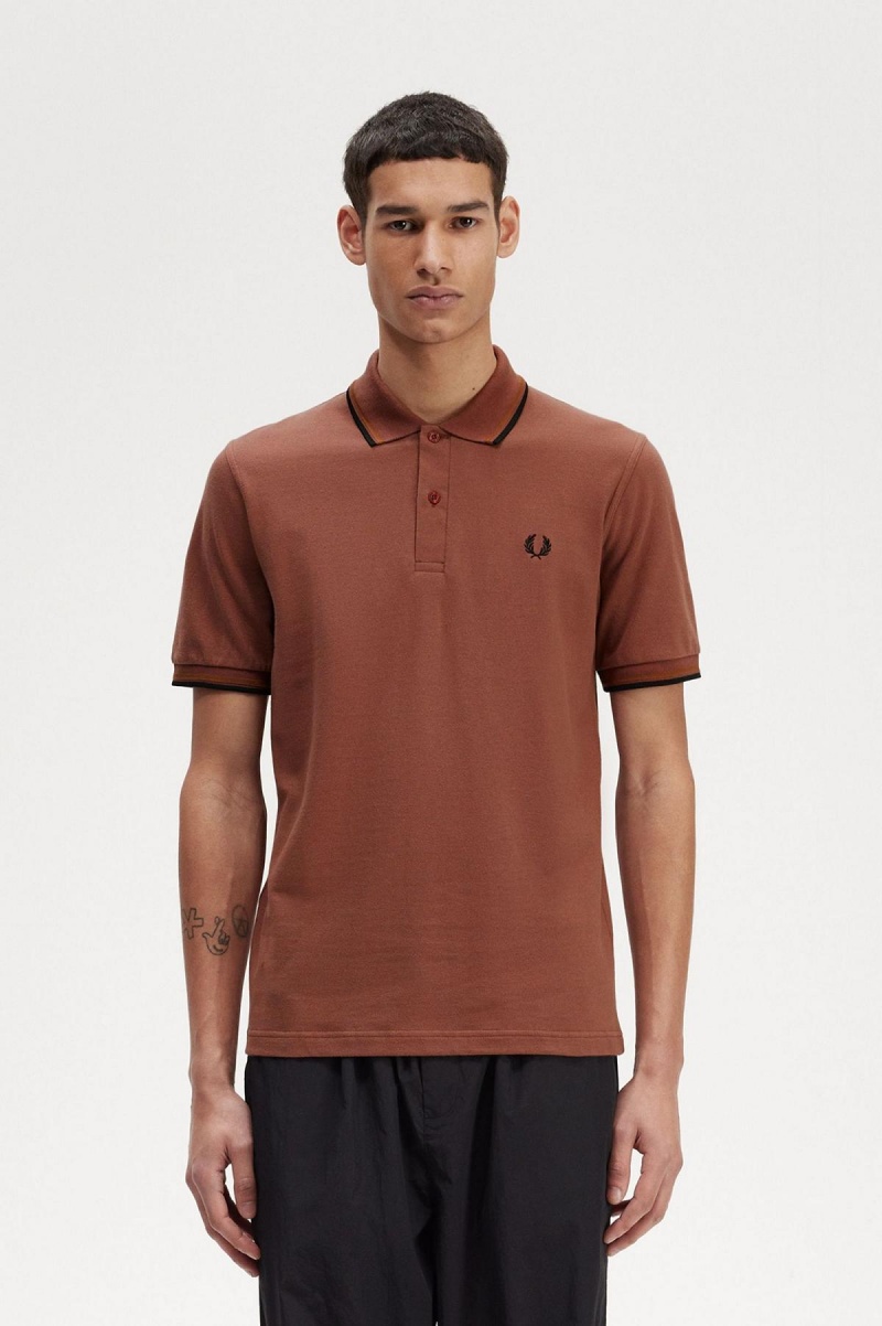 Fred Perry M12 Polo Shirts Herren Braun Dunkelschwarz | CHXMI82138