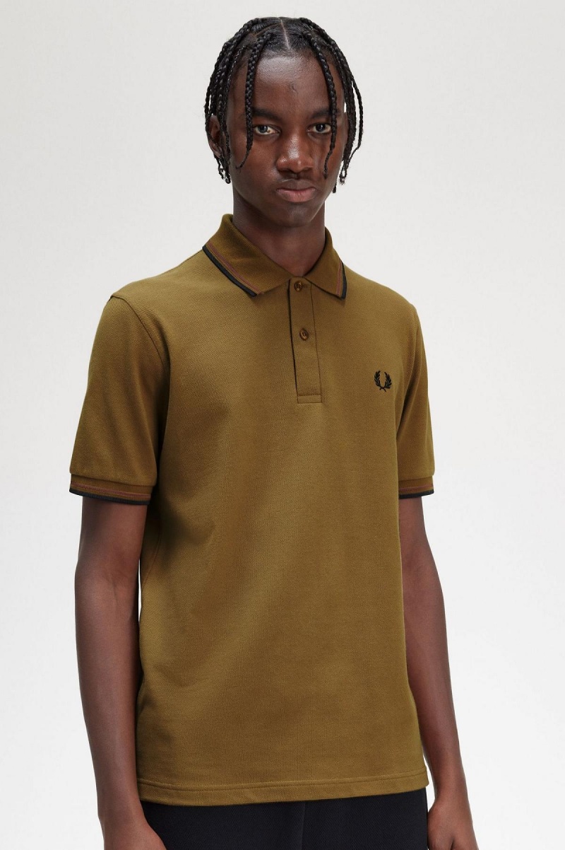 Fred Perry M12 Polo Shirts Herren Dunkelbraun Schwarz | CHEAH75081