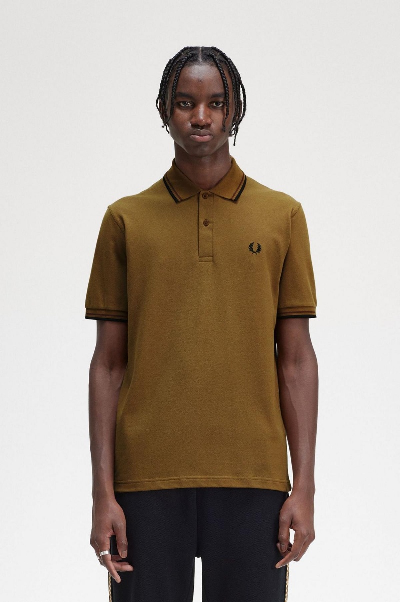 Fred Perry M12 Polo Shirts Herren Dunkelbraun Schwarz | CHEAH75081