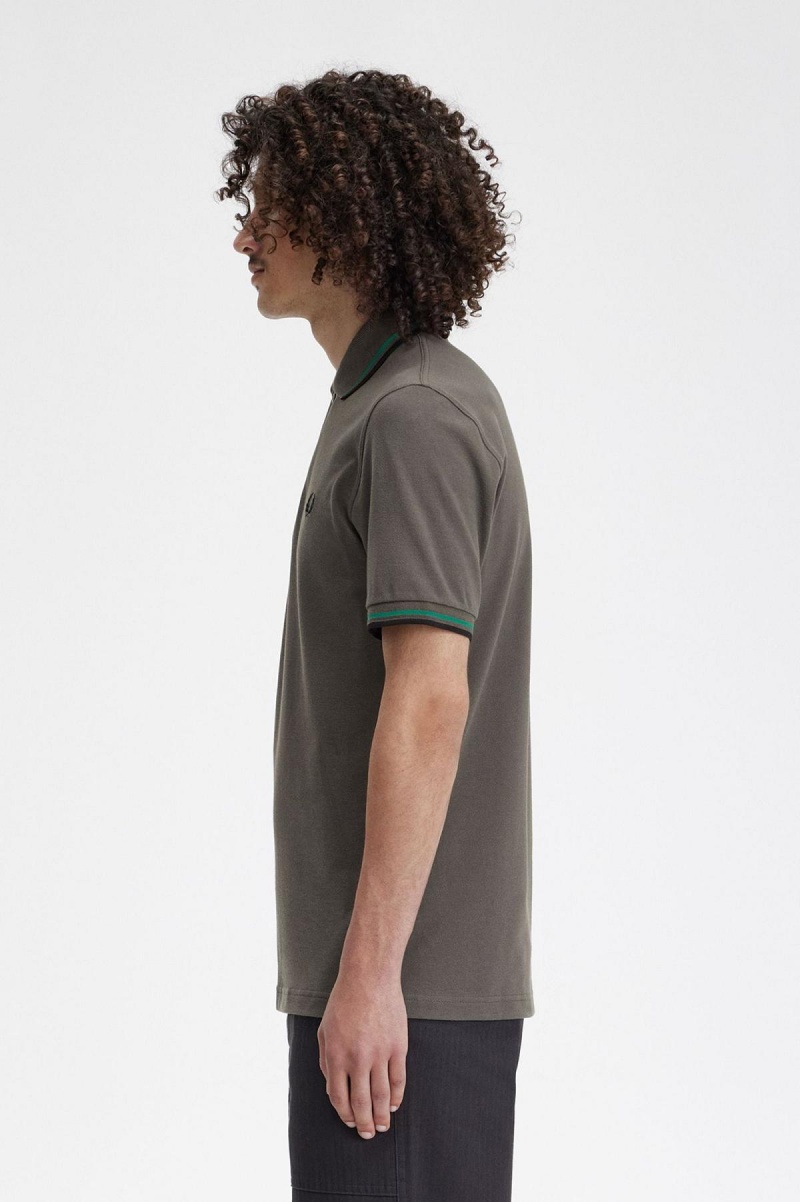 Fred Perry M12 Polo Shirts Herren Grün Grün Schwarz | PCHER75920