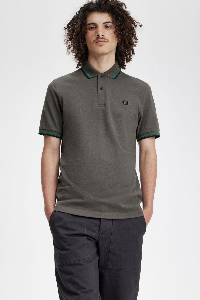 Fred Perry M12 Polo Shirts Herren Grün Grün Schwarz | PCHER75920