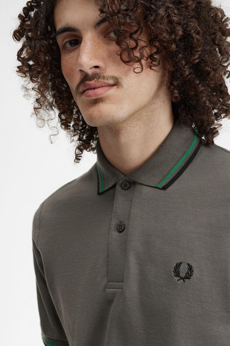 Fred Perry M12 Polo Shirts Herren Grün Grün Schwarz | PCHER75920