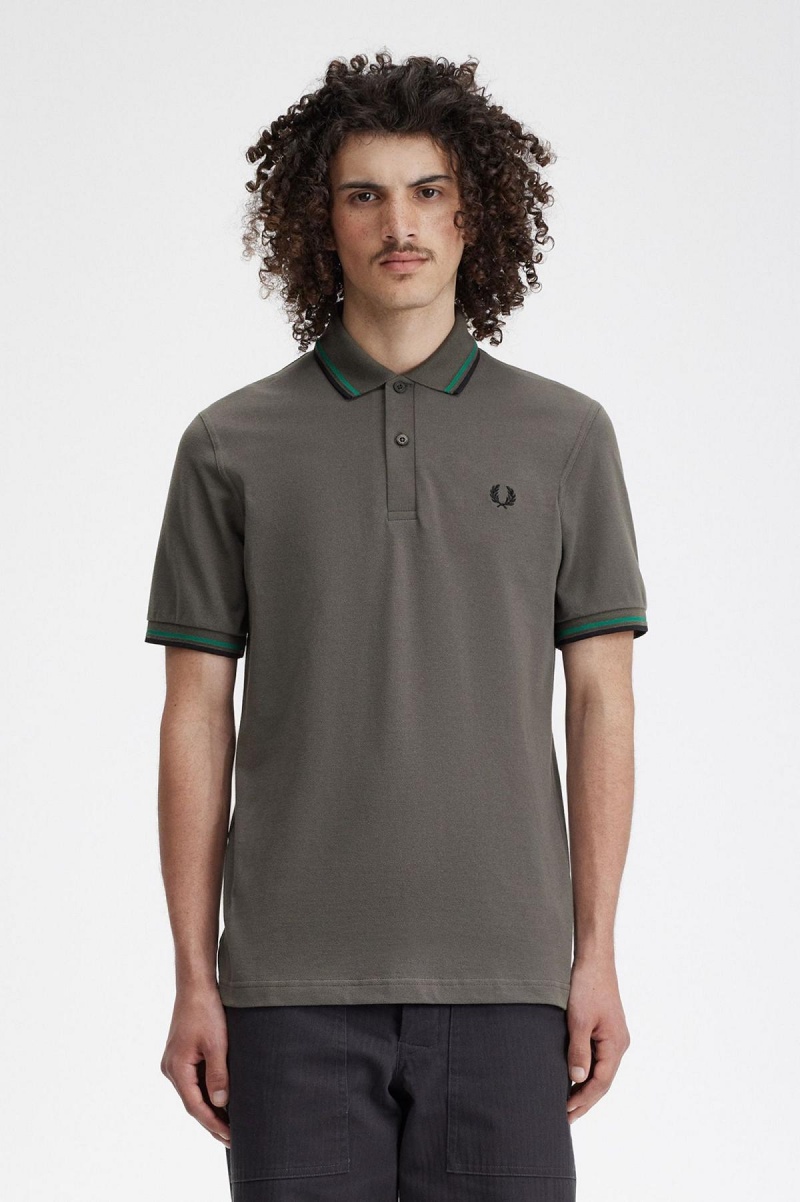 Fred Perry M12 Polo Shirts Herren Grün Grün Schwarz | PCHER75920