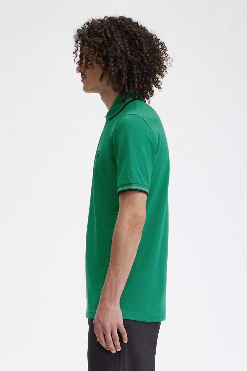 Fred Perry M12 Polo Shirts Herren Grün Grün Schwarz | GCHUC69176