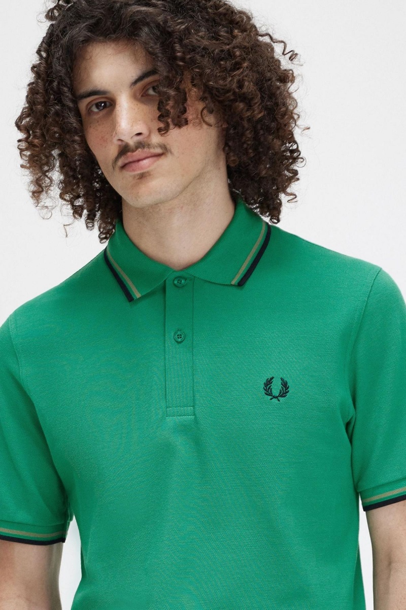 Fred Perry M12 Polo Shirts Herren Grün Grün Schwarz | GCHUC69176