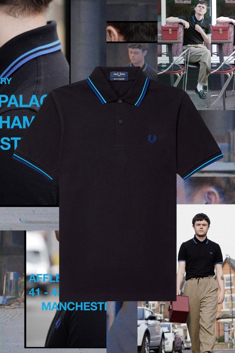 Fred Perry M12 Polo Shirts Herren Schwarz Blau Blau Blau | BCHSD45704