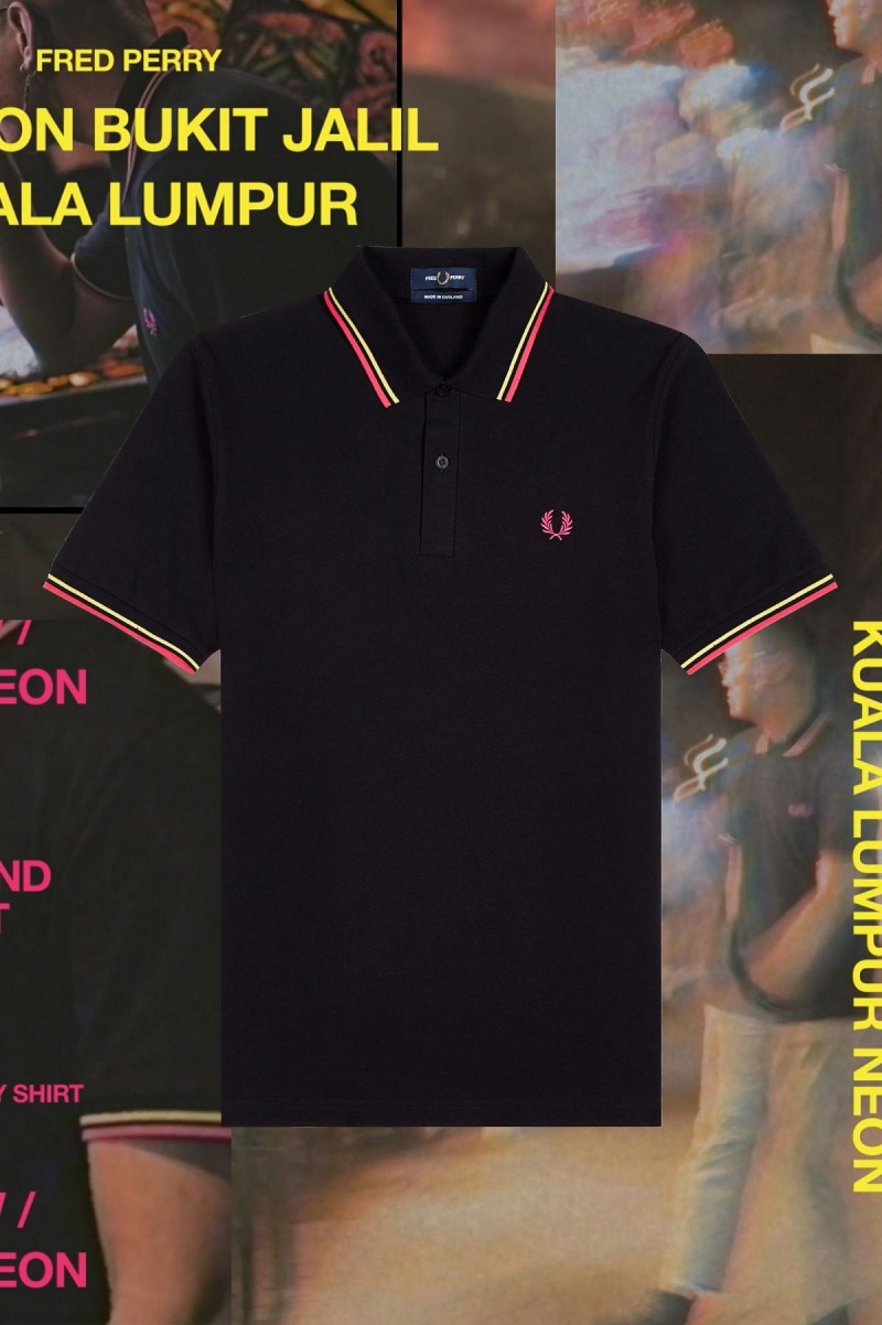 Fred Perry M12 Polo Shirts Herren Schwarz Gelb | TCHWZ23845