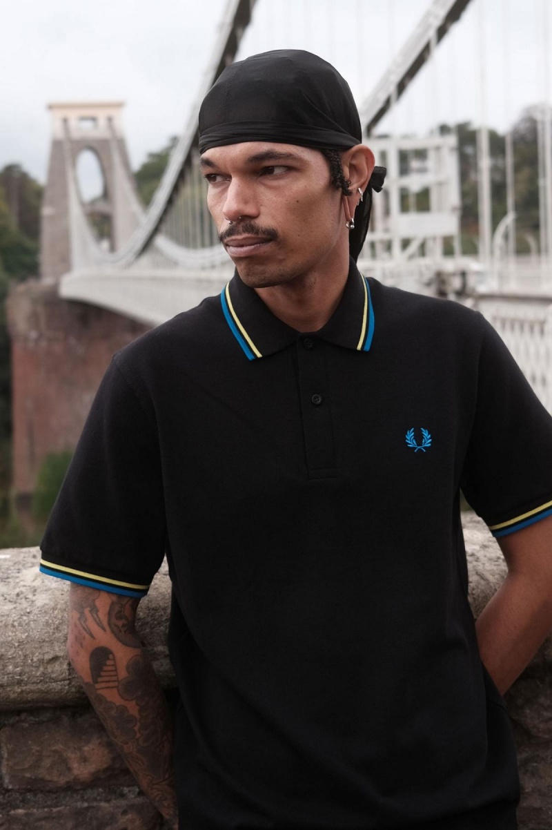 Fred Perry M12 Polo Shirts Herren Schwarz Grün Blau | SCHNY61414