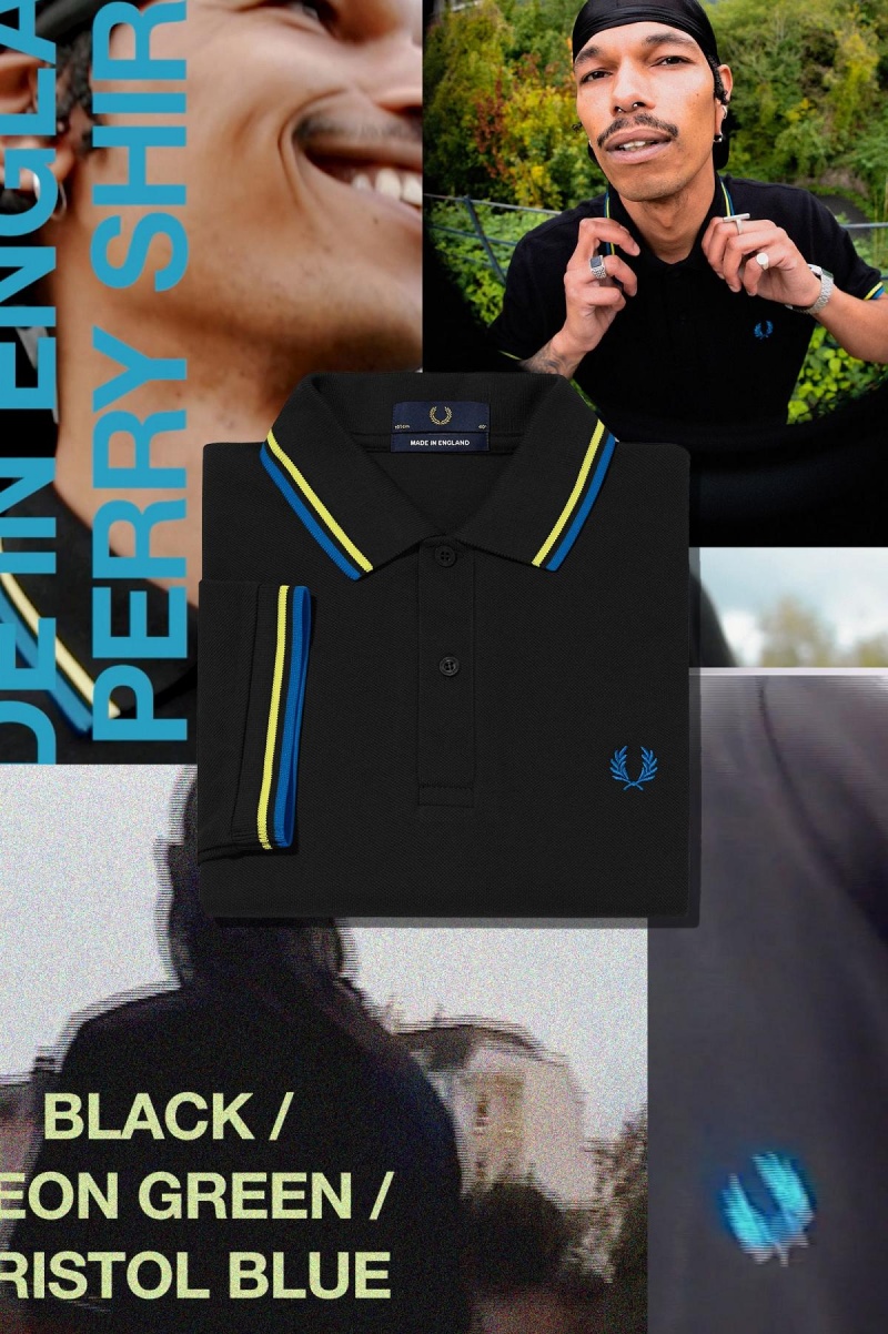 Fred Perry M12 Polo Shirts Herren Schwarz Grün Blau | SCHNY61414