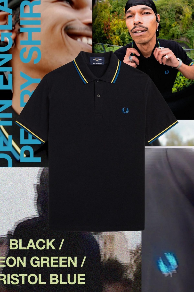 Fred Perry M12 Polo Shirts Herren Schwarz Grün Blau | SCHNY61414