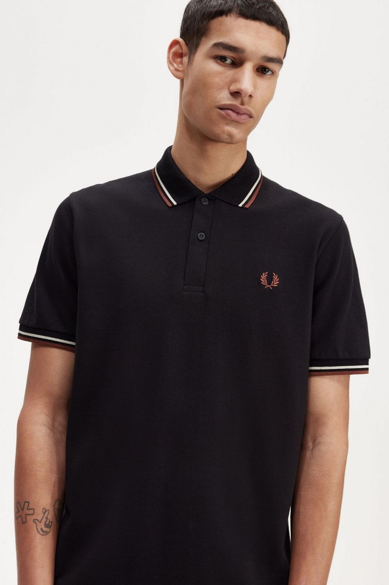 Fred Perry M12 Polo Shirts Herren Schwarz Braun | BCHSD83779