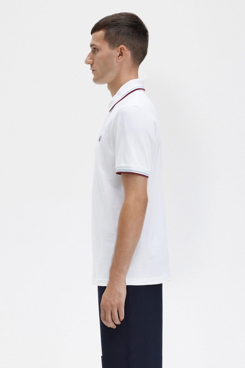Fred Perry M12 Polo Shirts Herren Weiß Bordeaux | YCHGT98492