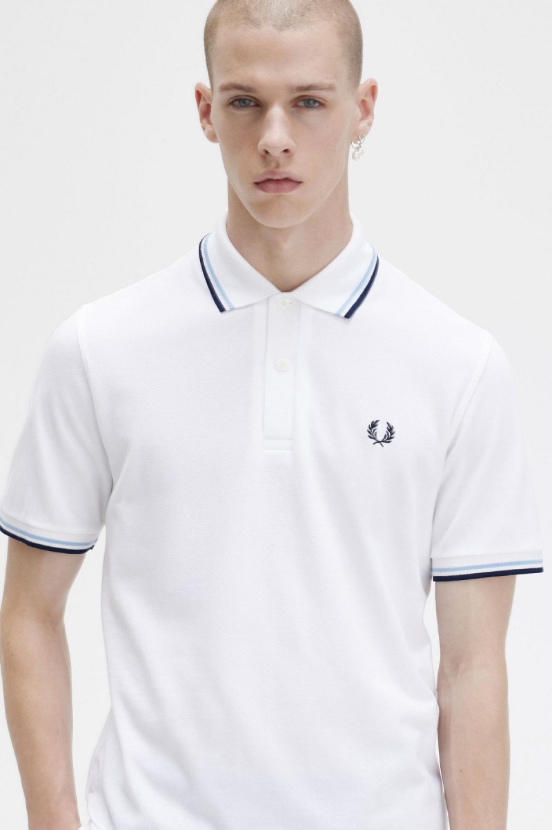 Fred Perry M12 Polo Shirts Herren Weiß Navy | BCHSD32919
