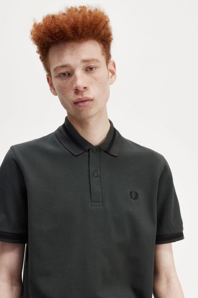 Fred Perry M2 Polo Shirts Herren Grün Schwarz | CHNEJ83533